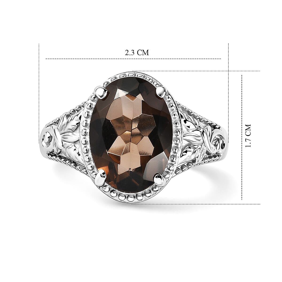 EverTrue Brazilian Smoky Quartz (Triplet) 5.00 ctw Solitaire Ring in Stainless Steel (Size 7.0) image number 4