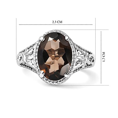 EverTrue Brazilian Smoky Quartz (Triplet) 5.00 ctw Solitaire Ring in Stainless Steel (Size 7.0)