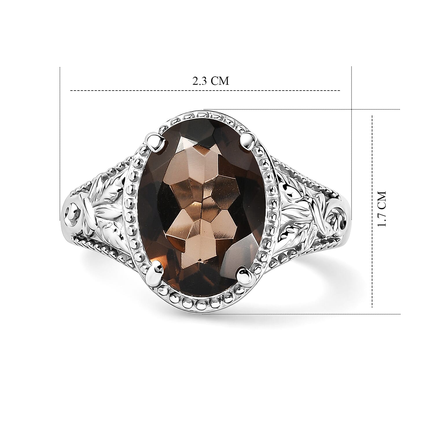EverTrue Brazilian Smoky Quartz (Triplet) 5.00 ctw Solitaire Ring in Stainless Steel (Size 9.0)