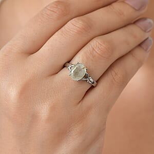EverTrue Golden Rutilated Quartz (Triplet) and Simulated Orange Diamond 2.40 ctw Ring in Stainless Steel (Size 7.0)