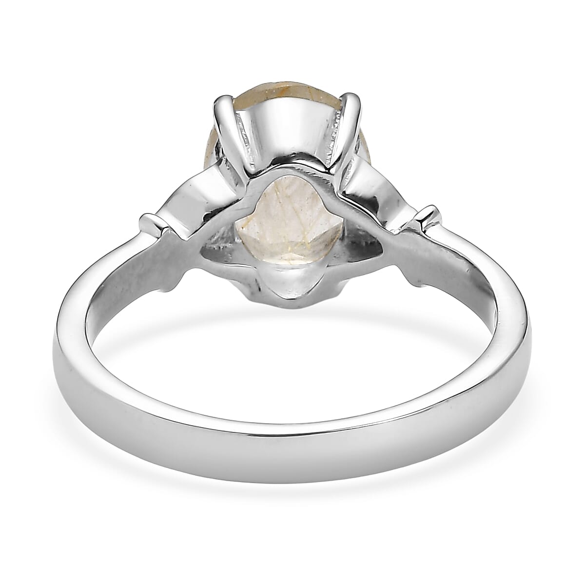 EverTrue Golden Rutilated Quartz (Triplet) and Simulated Orange Diamond 2.40 ctw Ring in Stainless Steel (Size 7.0)