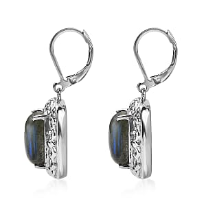 EverTrue Malagasy Labradorite 12.60 ctw Lever Back Earrings in Stainless Steel