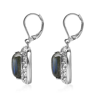 EverTrue Malagasy Labradorite 12.60 ctw Lever Back Earrings in Stainless Steel