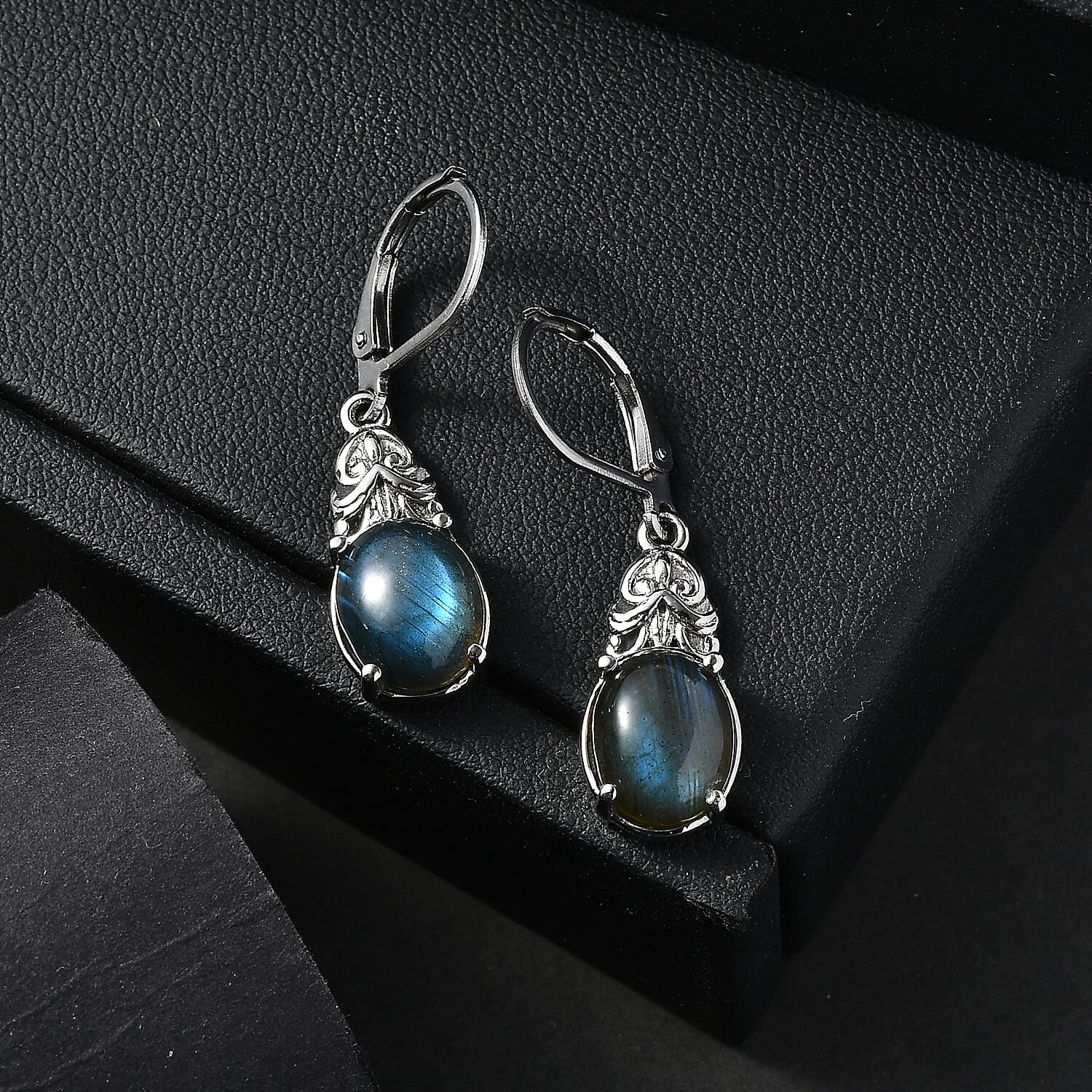 EverTrue Malagasy Labradorite 7.00 ctw Earrings in Stainless Steel