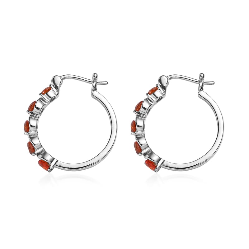 EverTrue Lab Created Orange Sapphire 3.70 ctw Hoop Earrings in Stainless Steel