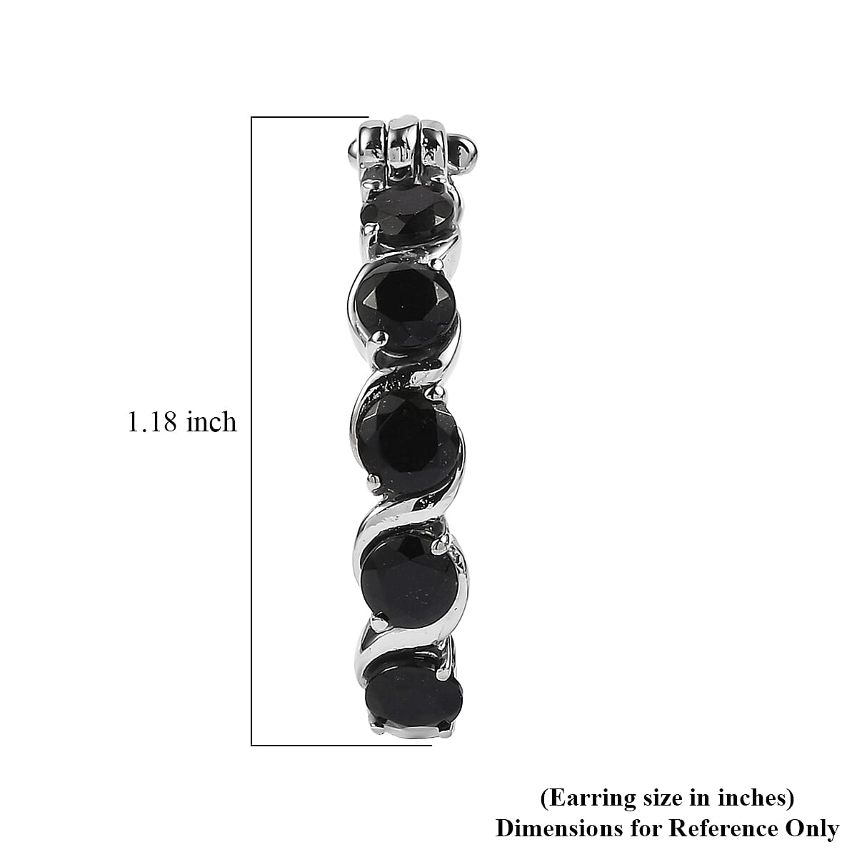 EverTrue Australian Black Tourmaline 2.85 ctw Hoop Earrings in Stainless Steel
