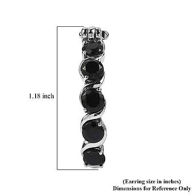EverTrue Australian Black Tourmaline 2.85 ctw Hoop Earrings in Stainless Steel