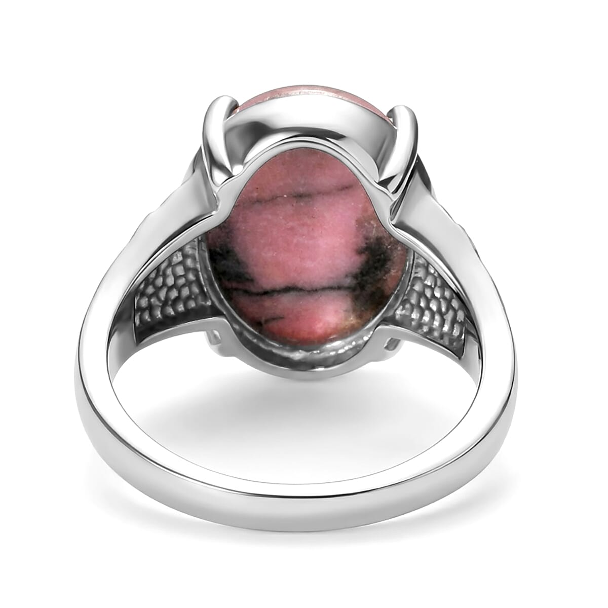 EverTrue Rhodonite 9.10 ctw Solitaire Ring in Stainless Steel (Size 6.0)