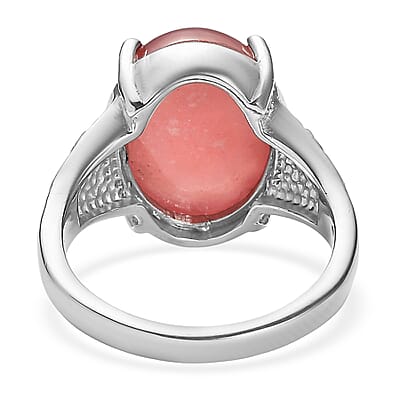 EverTrue Rhodochrosite 14.80 ctw Solitaire Ring in Stainless Steel (Size 6.0)