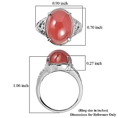 EverTrue Rhodochrosite 14.80 ctw Solitaire Ring in Stainless Steel (Size 6.0)