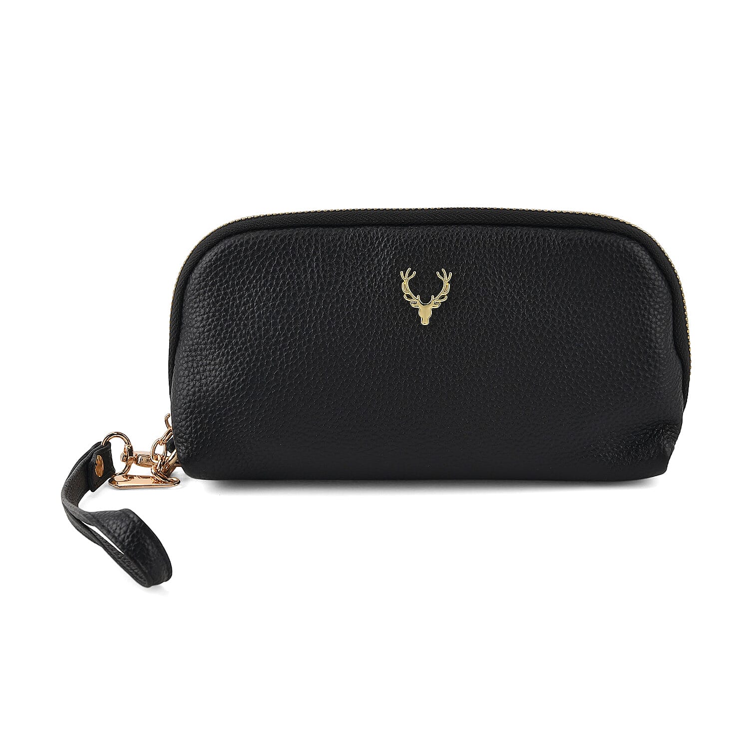 La Marey Black Genuine Leather Women's Wallet with Wristlet Strap