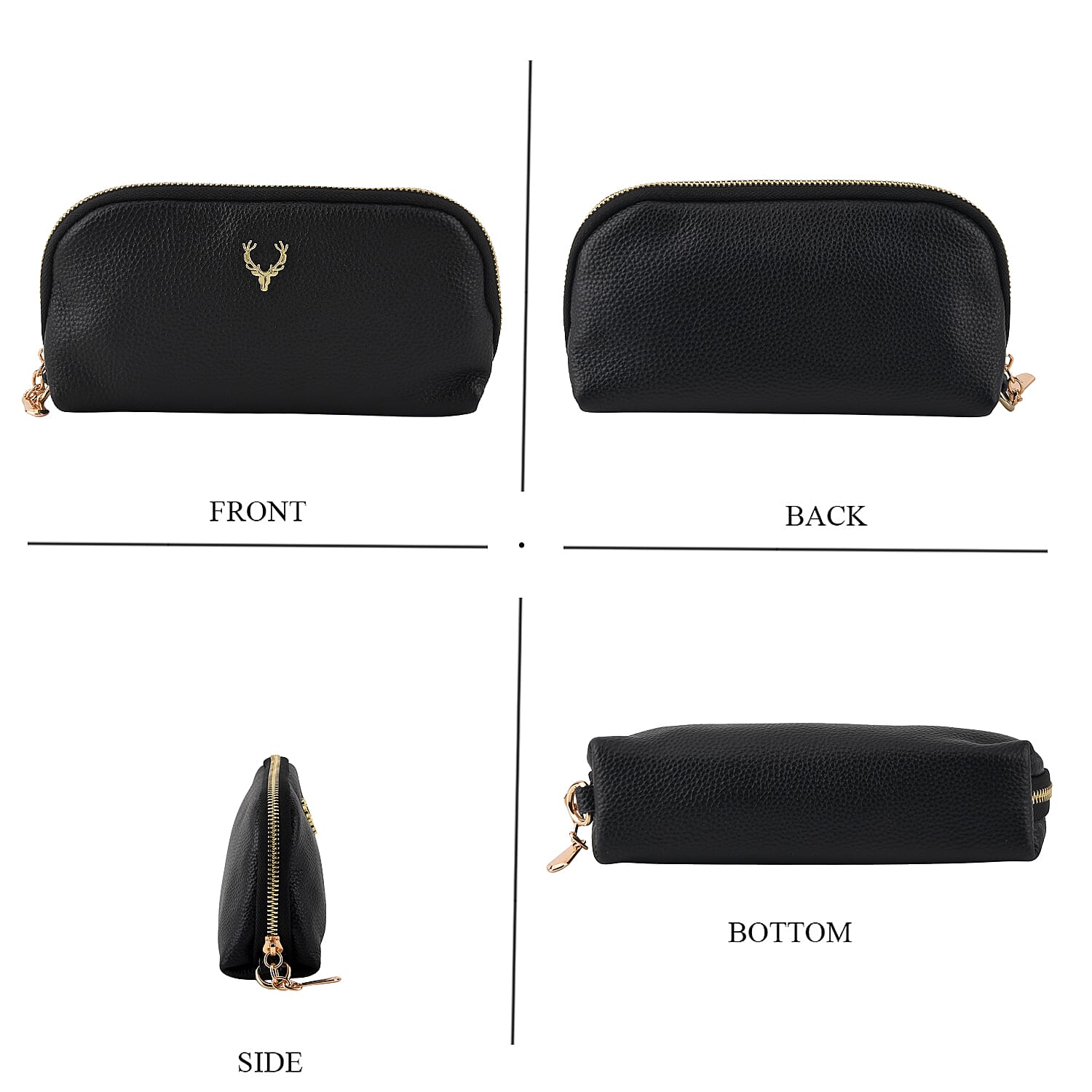 La Marey Black Genuine Leather Women's Wallet with Wristlet Strap
