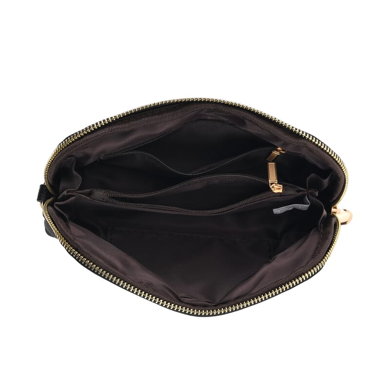 La Marey Black Genuine Leather Women's Wallet with Wristlet Strap