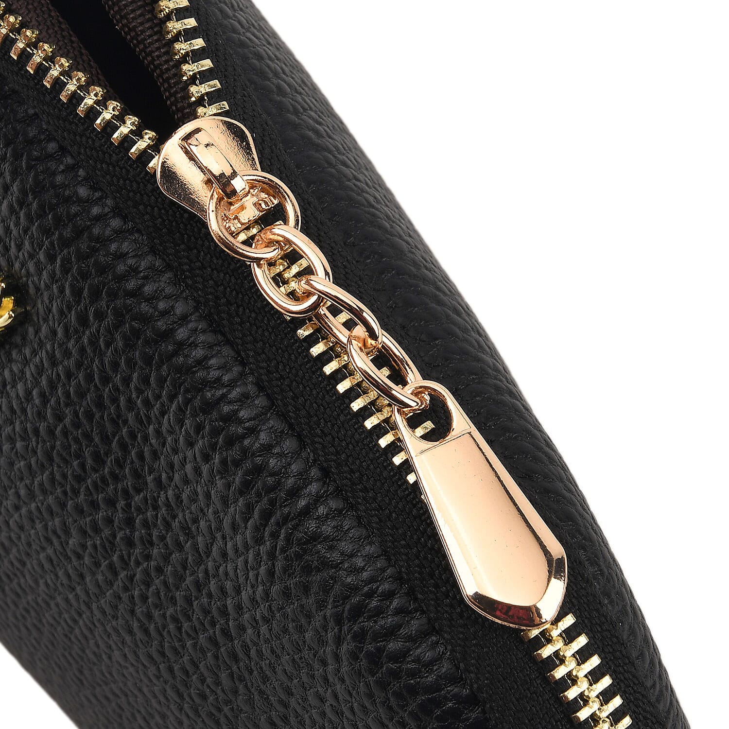 La Marey Black Genuine Leather Women's Wallet with Wristlet Strap