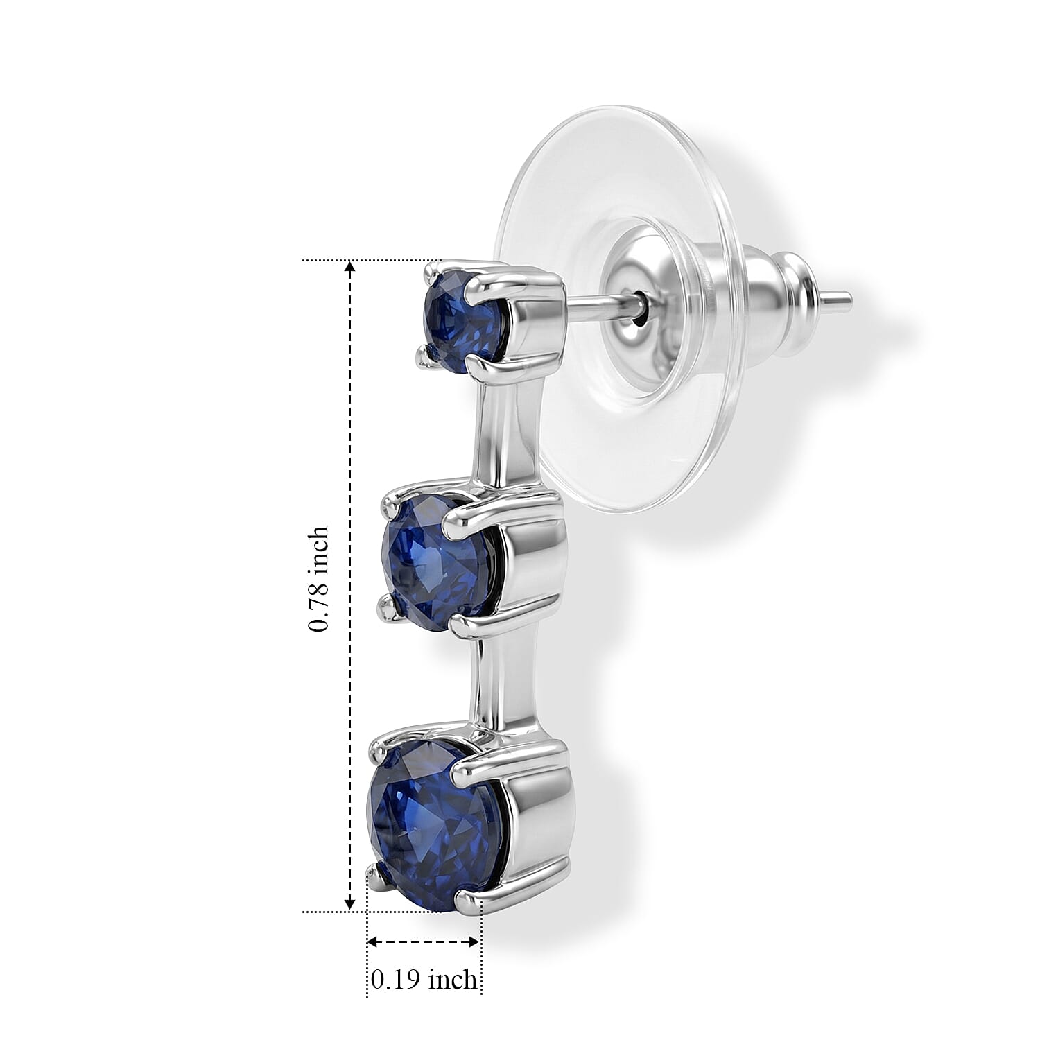 EverTrue Lab Created Blue Sapphire 2.30 ctw Earrings in Stainless Steel