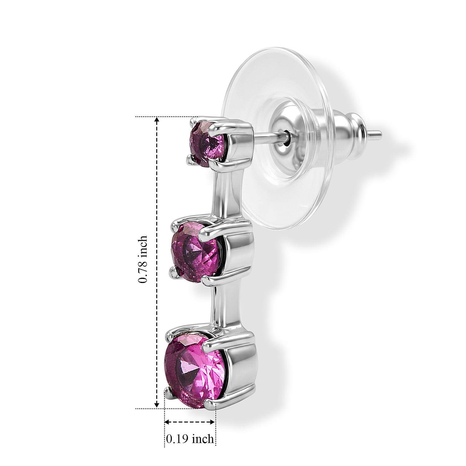 EverTrue Lab Created Pink Sapphire 2.00 ctw Earrings in Stainless Steel