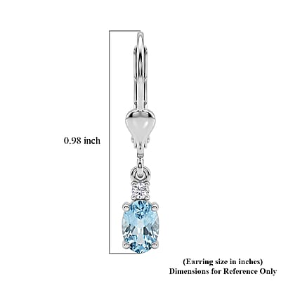 Premium Mangoro Aquamarine and Luxuriant Lab Grown Diamond G-H SI 1.10 ctw Serenity Drop Earrings in Rhodium Over Sterling Silver