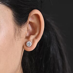 D'Joy Premium Mangoro Aquamarine and Moissanite 1.10 ctw Serene Star Studs Earrings in Rhodium Over Sterling Silver