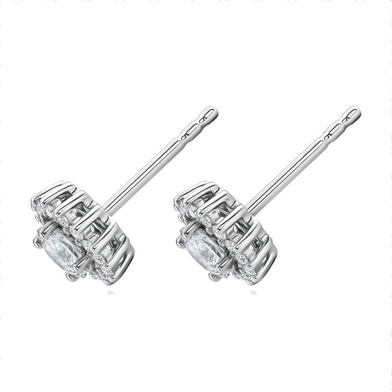 D'Joy Premium Mangoro Aquamarine and Moissanite 1.10 ctw Serene Star Studs Earrings in Rhodium Over Sterling Silver