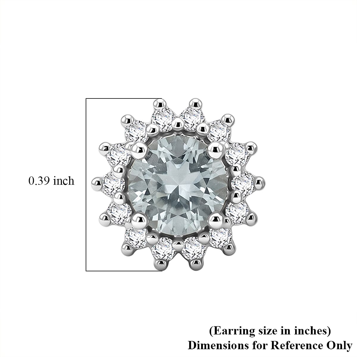 D'Joy Premium Mangoro Aquamarine and Moissanite 1.10 ctw Serene Star Studs Earrings in Rhodium Over Sterling Silver