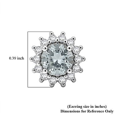 D'Joy Premium Mangoro Aquamarine and Moissanite 1.10 ctw Serene Star Studs Earrings in Rhodium Over Sterling Silver