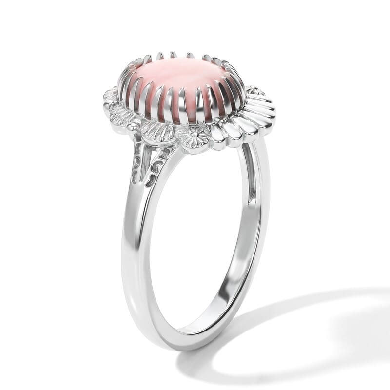 EverTrue Peach Opal 1.25 ctw Ring in Platinum Bond (Size 5.0)