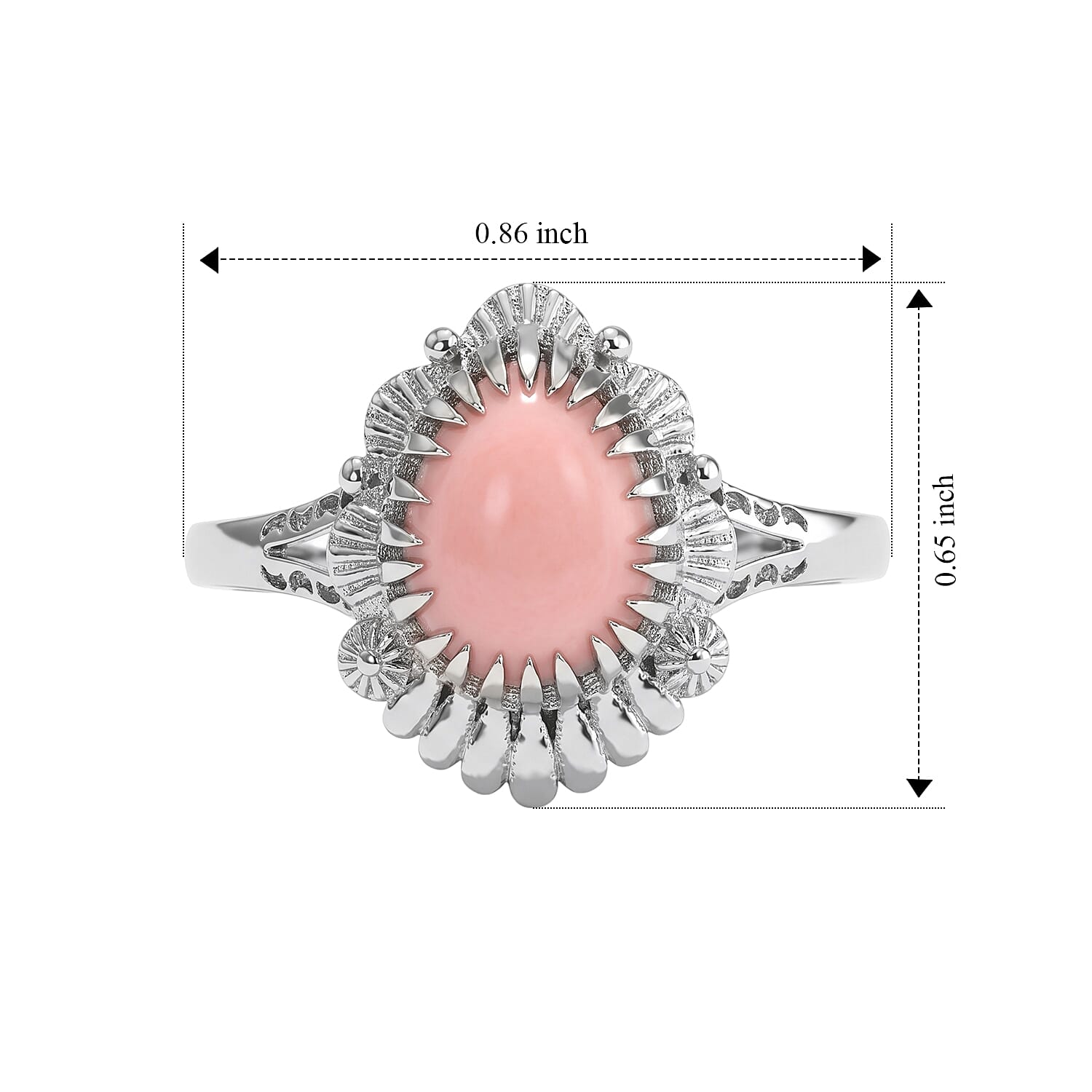 EverTrue Peach Opal 1.25 ctw Ring in Platinum Bond (Size 5.0)