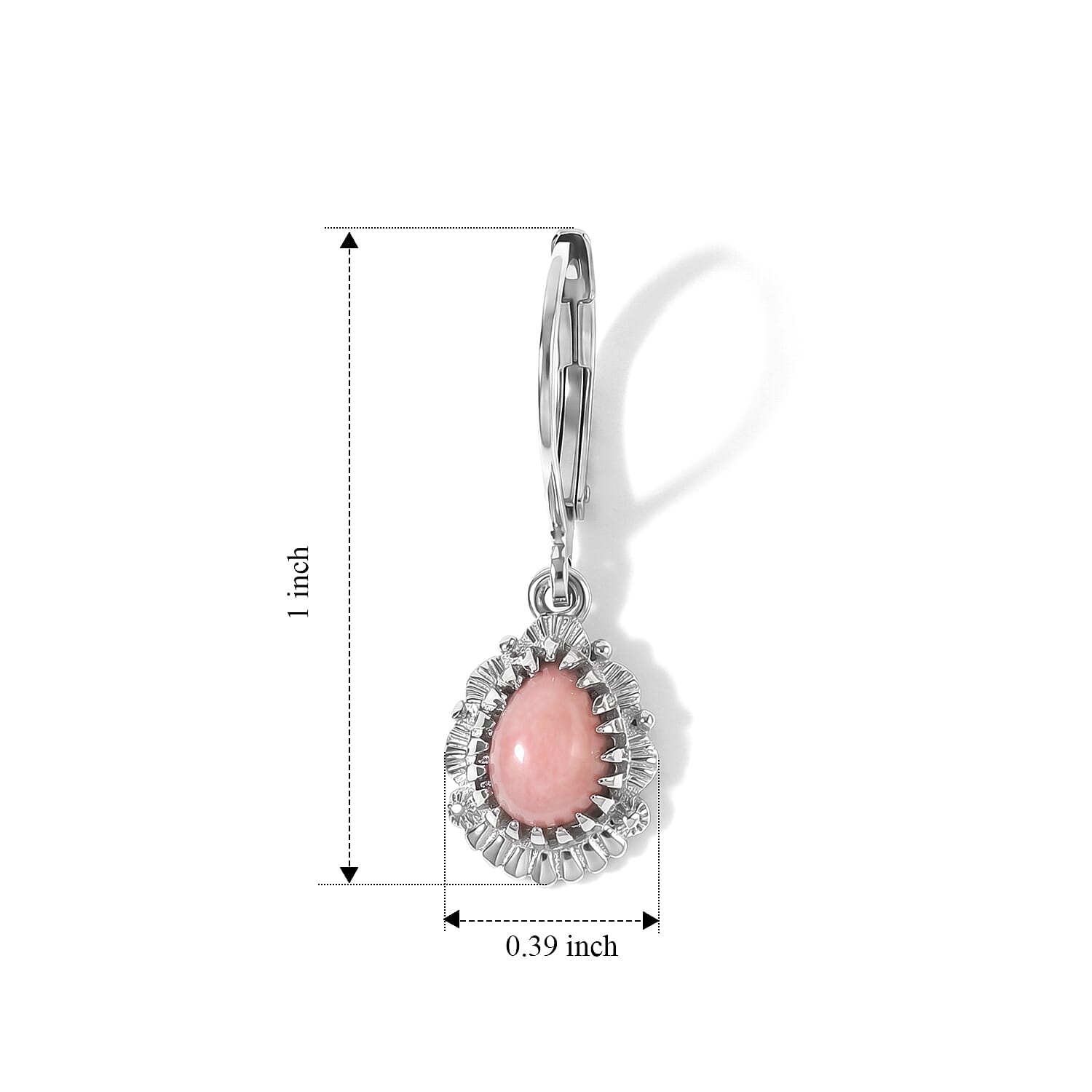 EverTrue Peach Opal 1.15 ctw Solitaire Lever Back Earrings in Platinum Bond