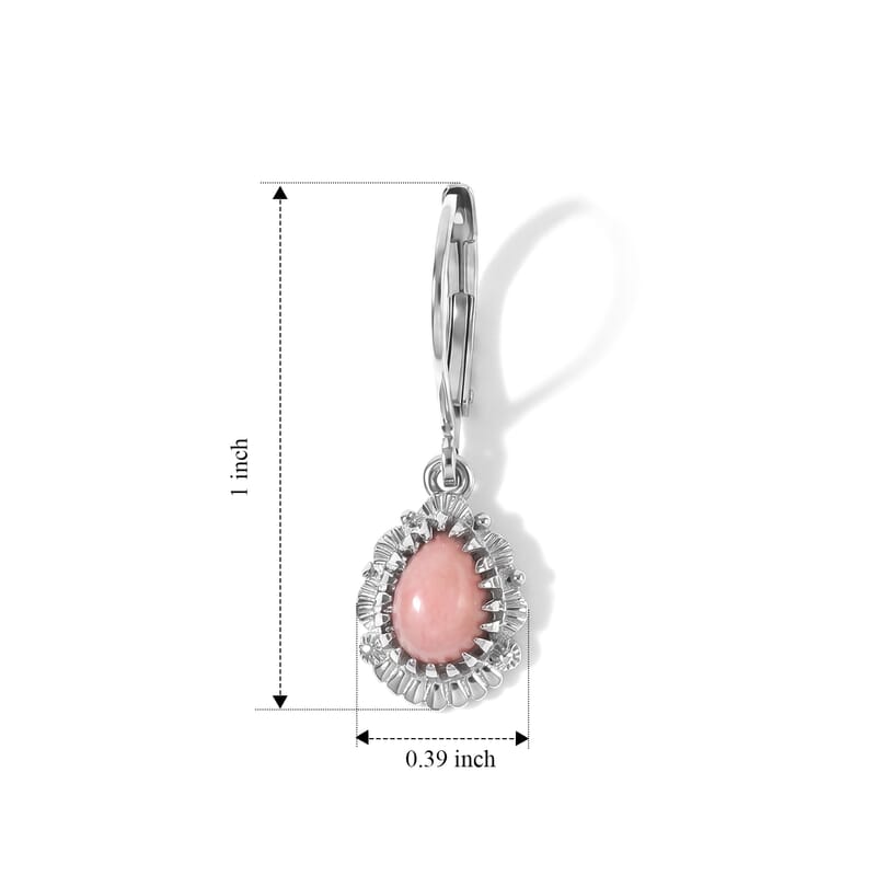 EverTrue Peach Opal 1.15 ctw Solitaire Lever Back Earrings in Platinum Bond