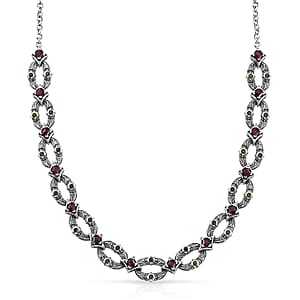 D'Joy Passport to Israel Artisan Crafted Chrome Diopside and Orissa Rhodolite Garnet 2.75 ctw Necklace in Sterling Silver 18 Inches