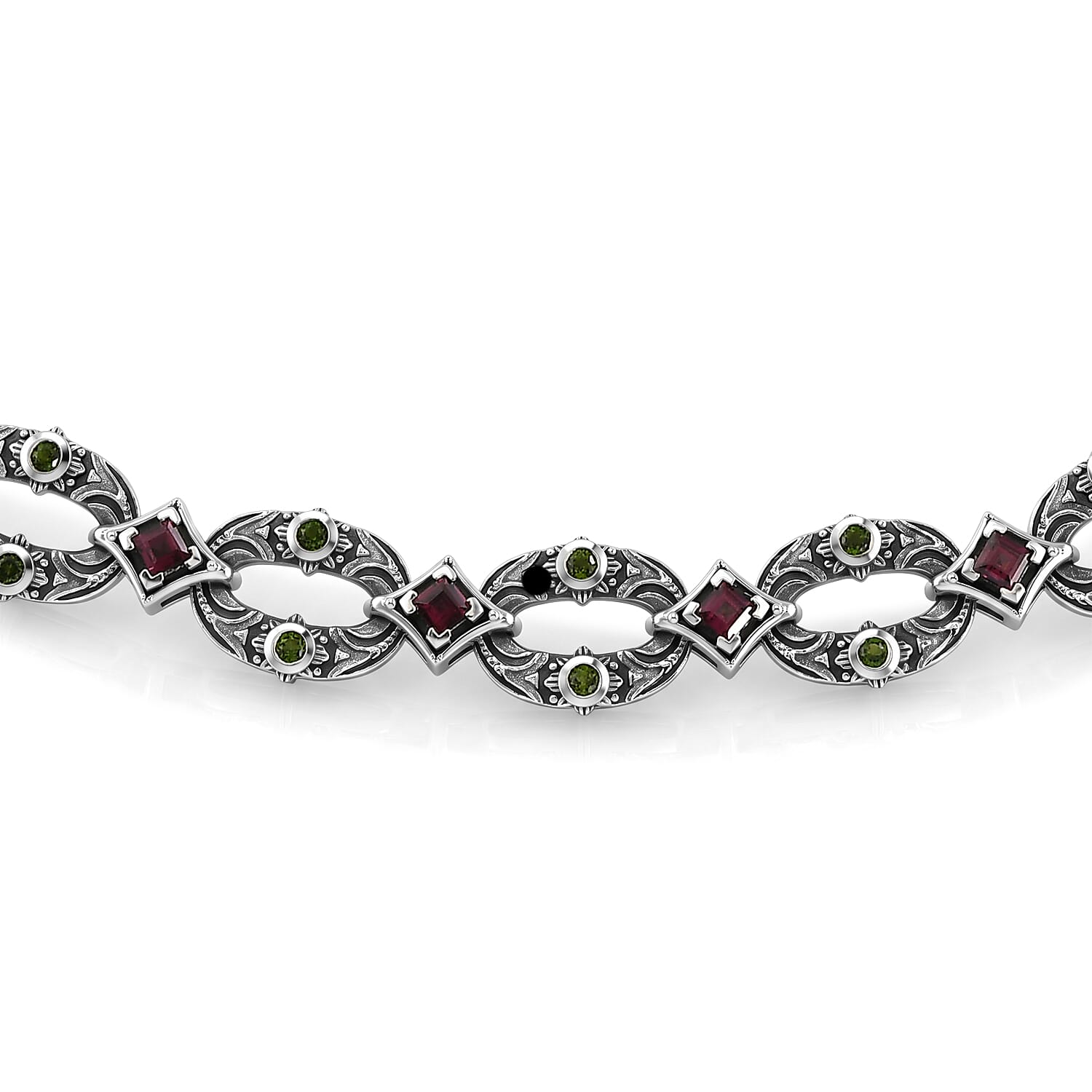 D'Joy Passport to Israel Artisan Crafted Chrome Diopside and Orissa Rhodolite Garnet 2.75 ctw Necklace in Sterling Silver 18 Inches