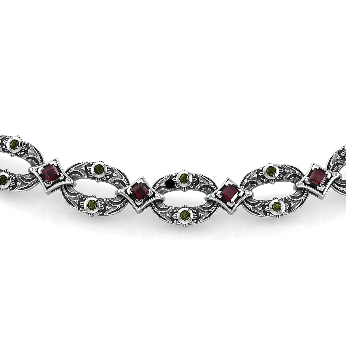 D'Joy Passport to Israel Artisan Crafted Chrome Diopside and Orissa Rhodolite Garnet 2.75 ctw Necklace in Sterling Silver 18 Inches image number 4