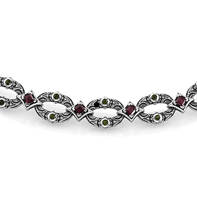 D'Joy Passport to Israel Artisan Crafted Chrome Diopside and Orissa Rhodolite Garnet 2.75 ctw Necklace in Sterling Silver 18 Inches