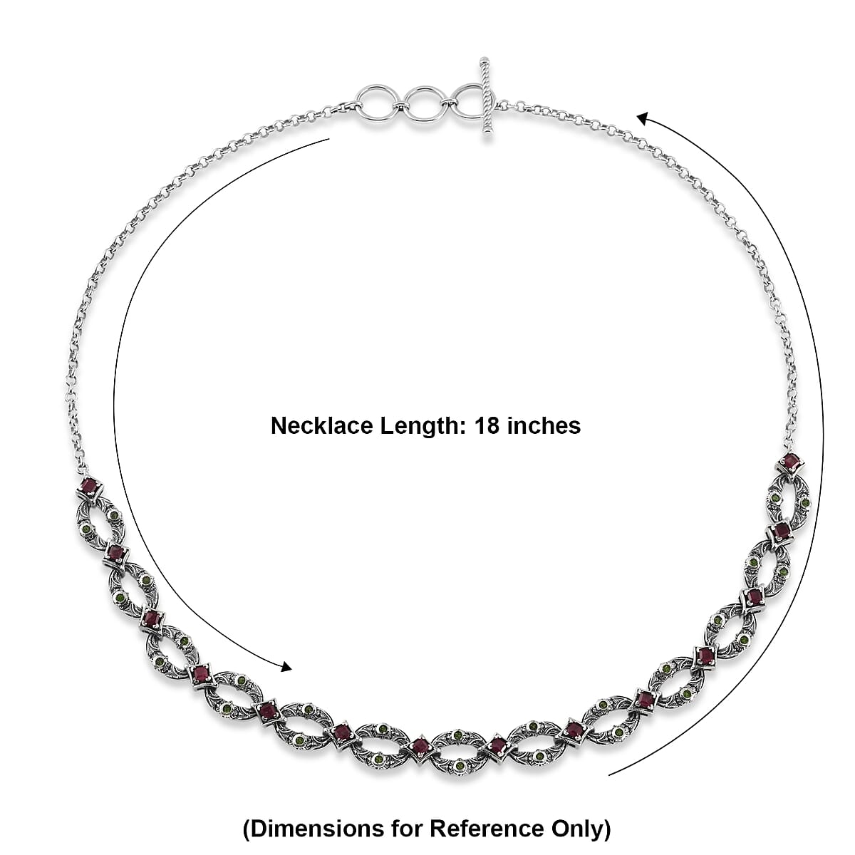 D'Joy Passport to Israel Artisan Crafted Chrome Diopside and Orissa Rhodolite Garnet 2.75 ctw Necklace in Sterling Silver 18 Inches image number 6