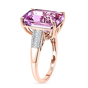 Luxoro AAA Martha Rocha Kunzite and Diamond I2 14.10 ctw Blush Skyline Ring in 10K Rose Gold (Size 10.0) 4.65 Grams