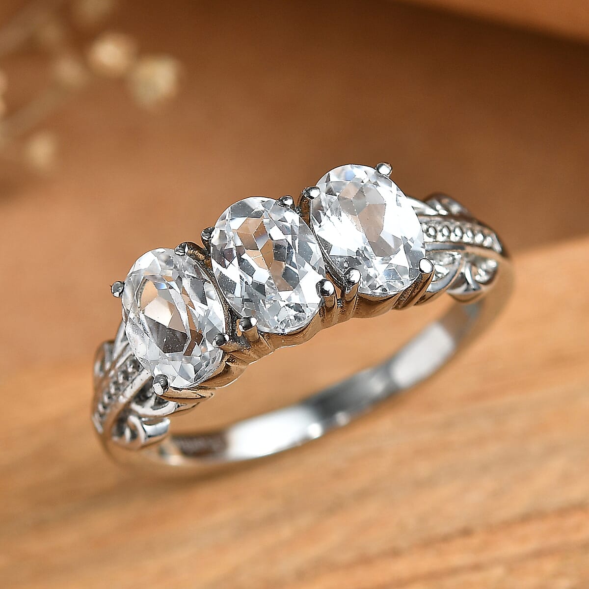 EverTrue Lab Created White Sapphire 3.10 ctw Ring in Stainless Steel (Size 10.0) image number 1