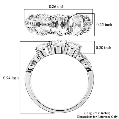 EverTrue Lab Created White Sapphire 3.10 ctw Ring in Stainless Steel (Size 10.0)