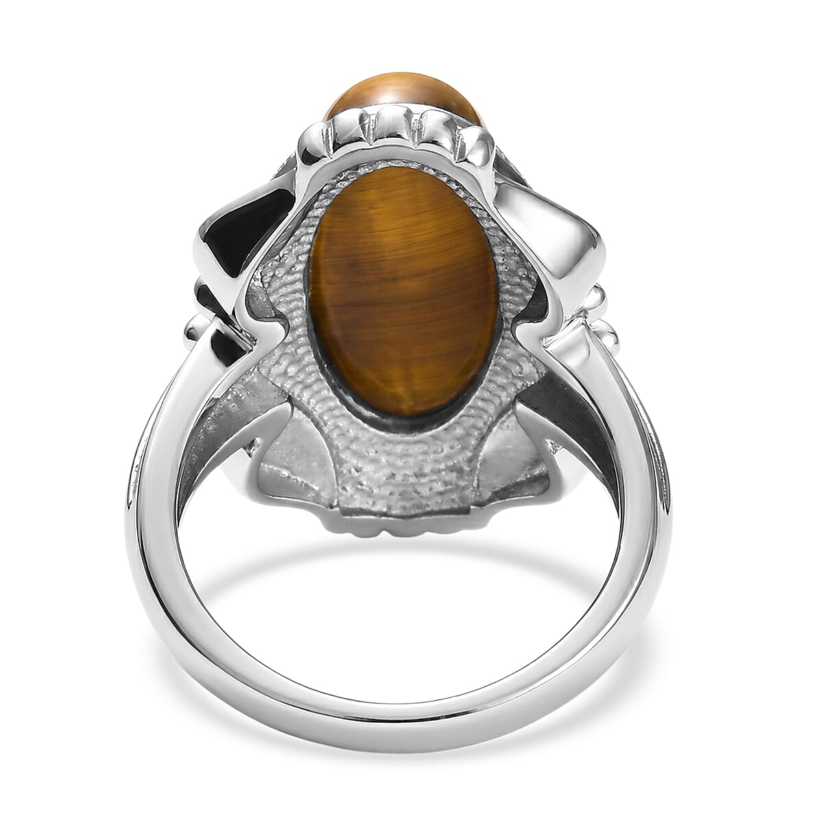 EverTrue Tigers Eye 9.50 ctw Ring in Stainless Steel (Size 6.0)