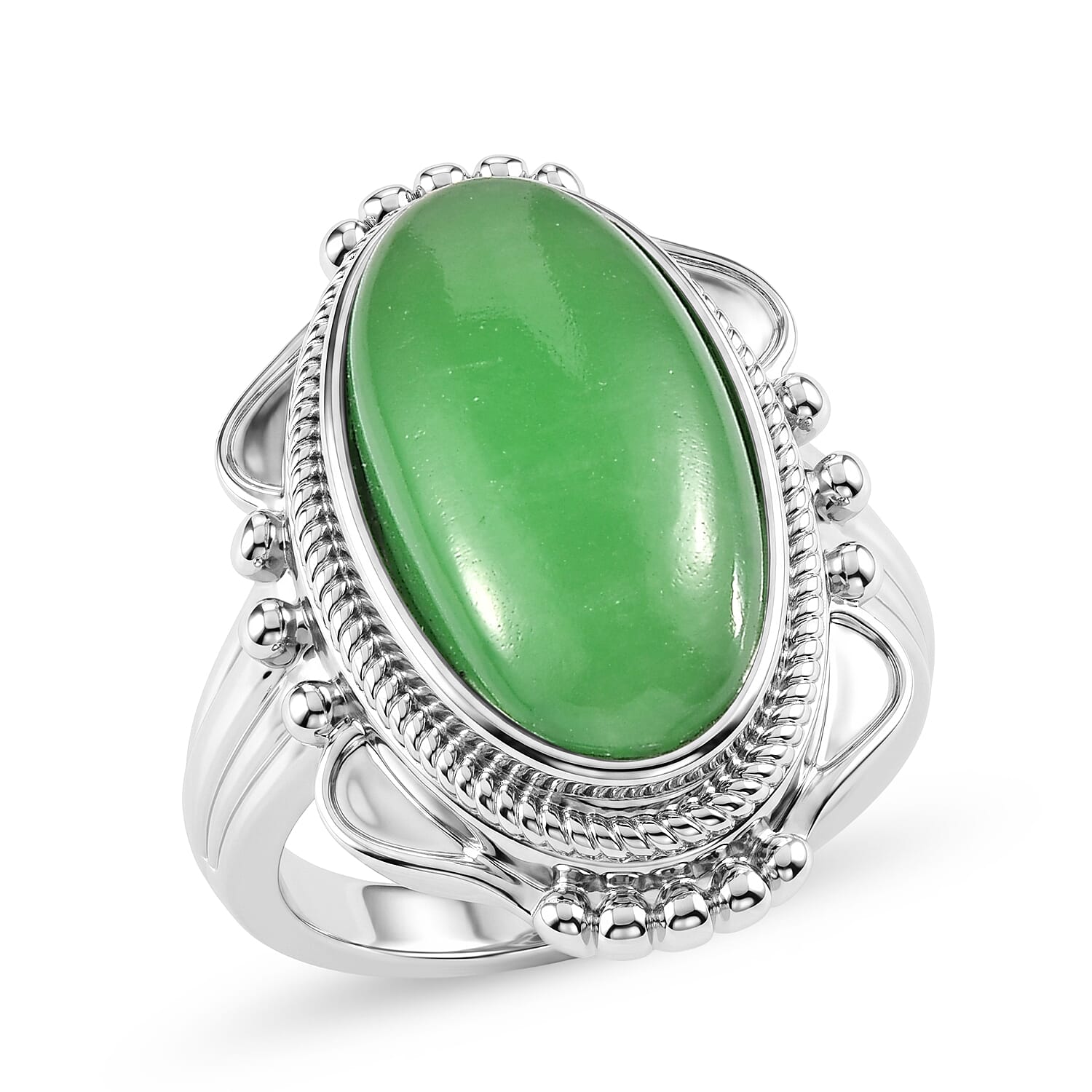 EverTrue Green Jade (D) 10.15 ctw Ring in Stainless Steel (Size 7.0)
