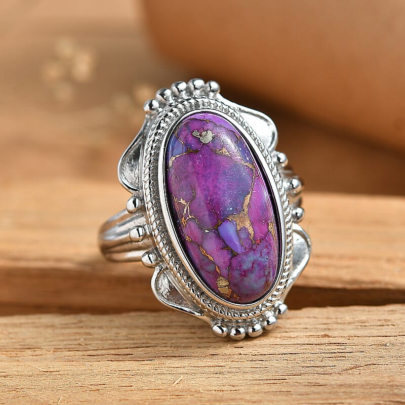 EverTrue Mojave Purple Turquoise 8.60 ctw Ring in Stainless Steel (Size 10.0)