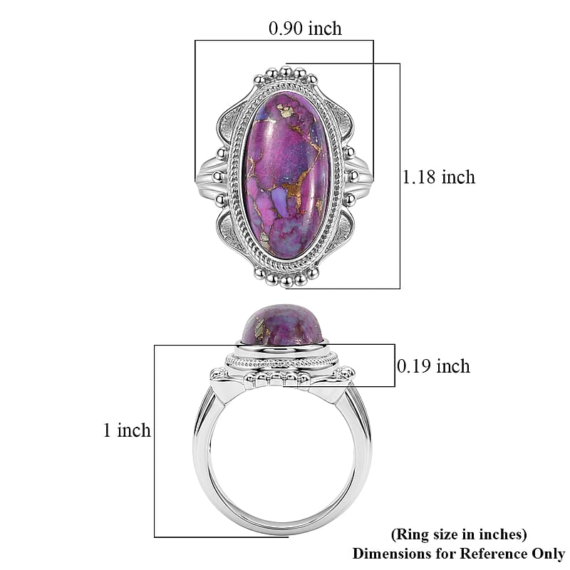 EverTrue Mojave Purple Turquoise 8.60 ctw Ring in Stainless Steel (Size 10.0)