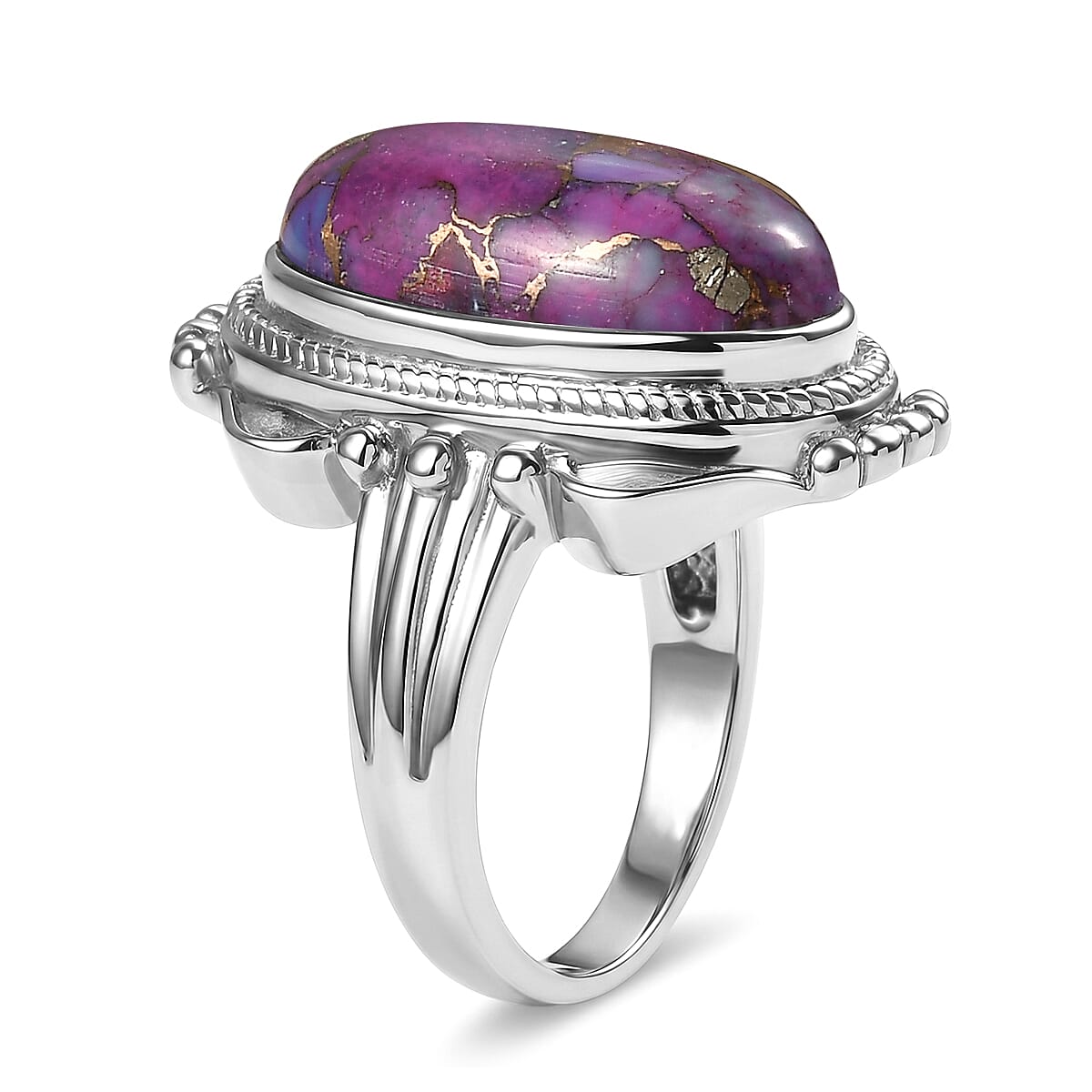 EverTrue Mojave Purple Turquoise 8.60 ctw Ring in Stainless Steel (Size 8.0)