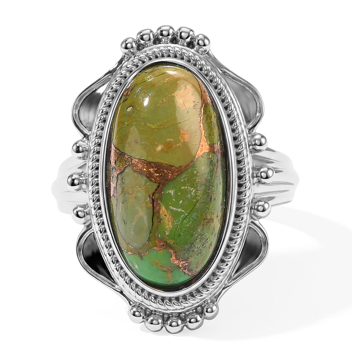 EverTrue Mojave Green Turquoise 8.50 ctw Solitaire Ring in Stainless Steel (Size 10.0)