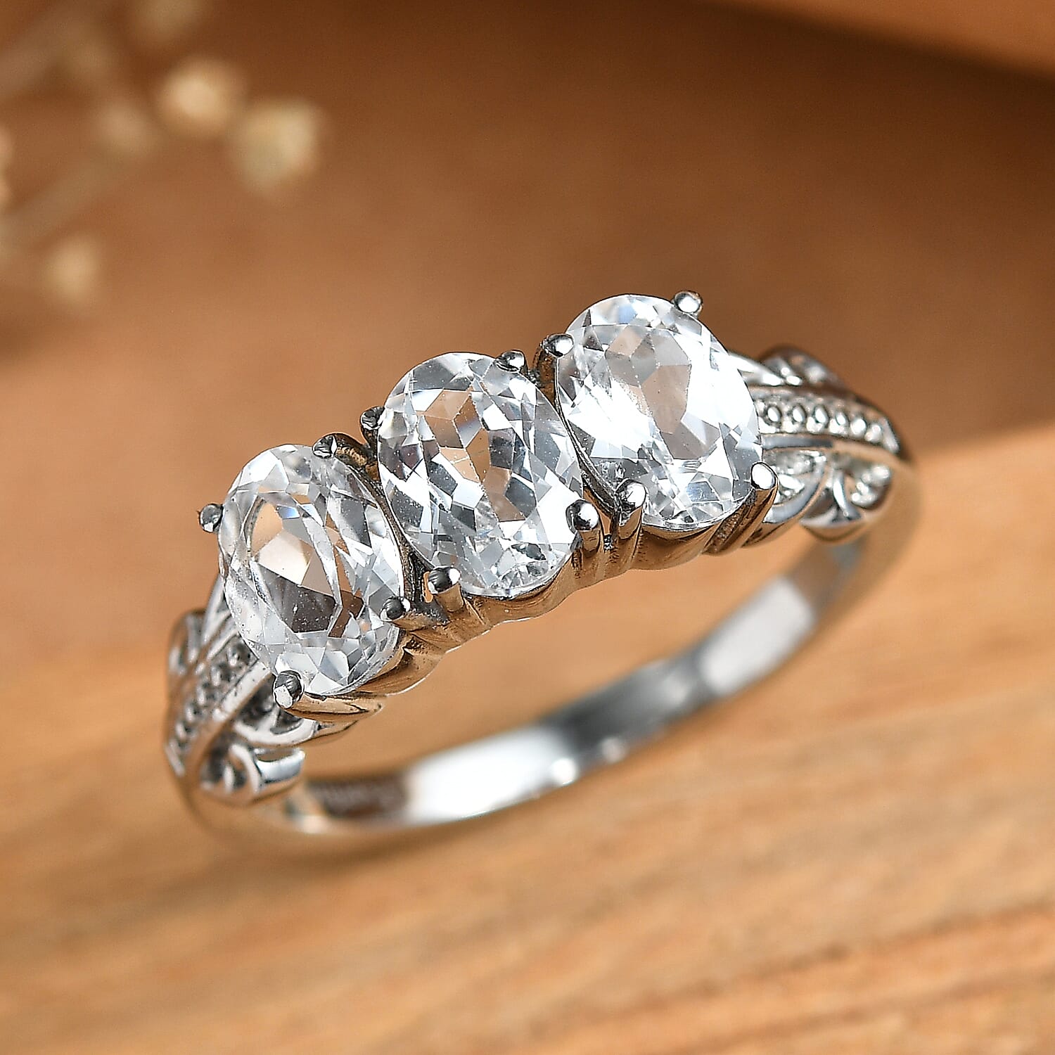 EverTrue Lab Created White Sapphire 3.10 ctw Ring in Stainless Steel (Size 6.0)