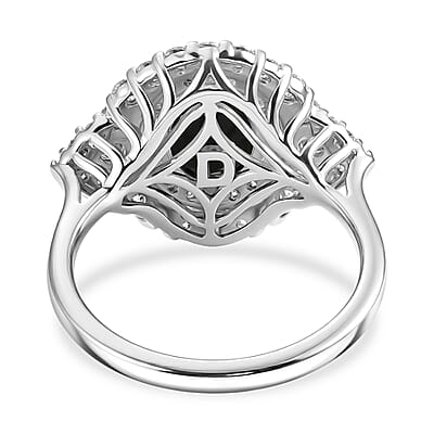 Certified & Appraised D'Joy Premium Australian Opal Triplet and Moissanite 2.20 ctw Ring in Rhodium Over Sterling Silver (Size 10.0)