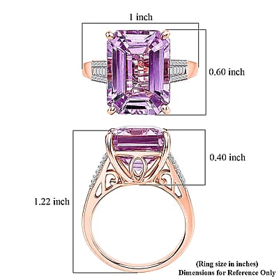 Luxoro AAA Martha Rocha Kunzite and Diamond I2 14.10 ctw Blush Skyline Ring in 10K Rose Gold (Size 6.0) 4.65 Grams