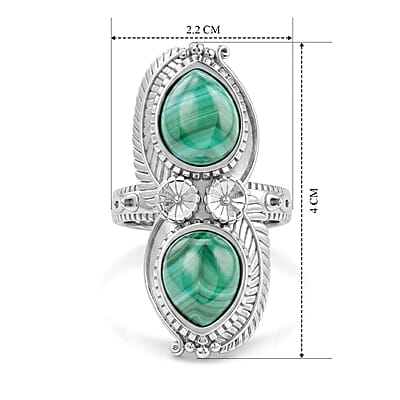 EverTrue African Malachite 9.50 ctw Ring in Stainless Steel (Size 9.0)