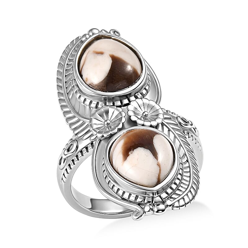 EverTrue Peanut Wood Jasper 2.75 ctw Ring in Stainless Steel (Size 8.0)