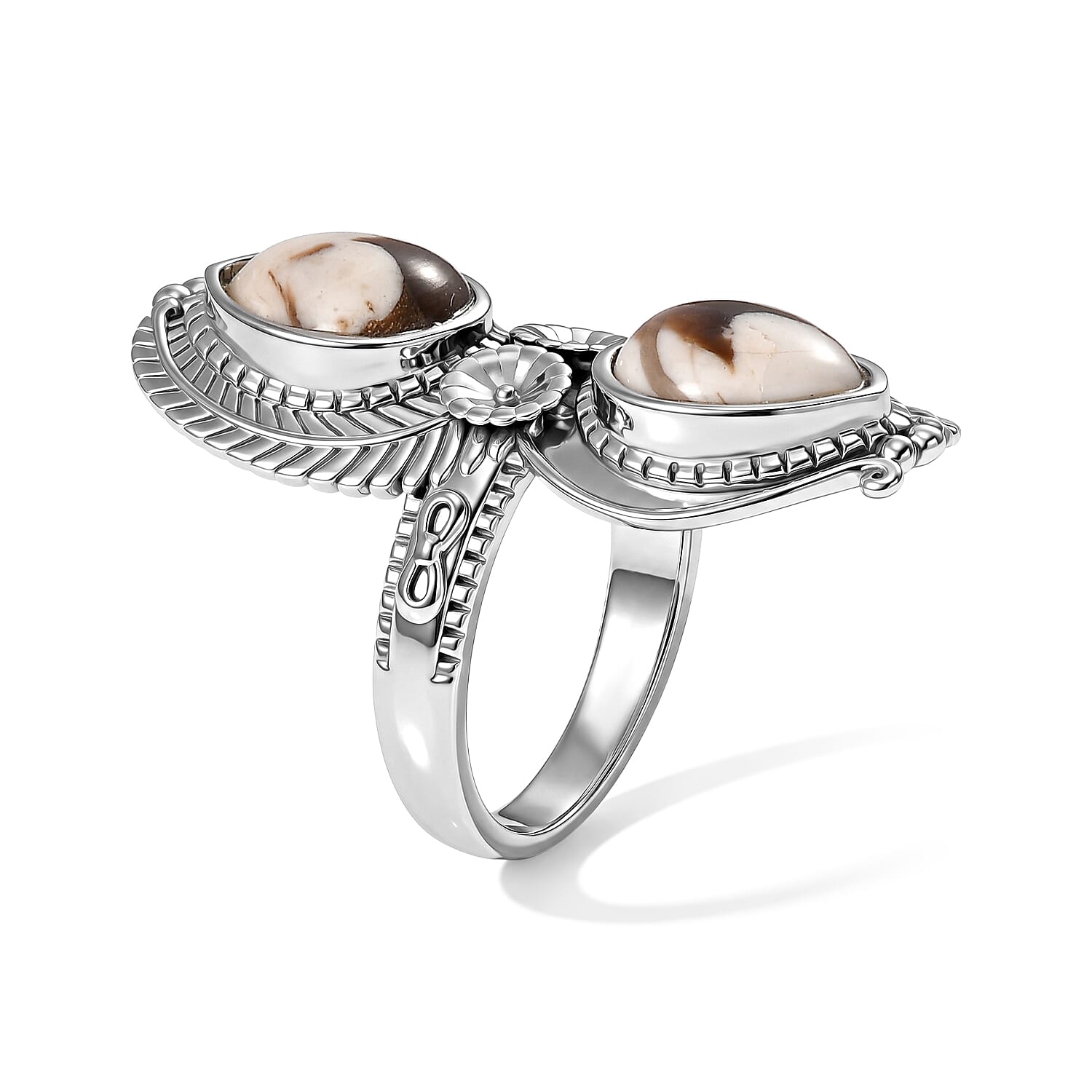 EverTrue Peanut Wood Jasper 2.75 ctw Ring in Stainless Steel (Size 8.0)