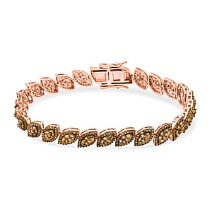 D'Joy Natural Champagne Diamond 3.50 ctw Flowing Vine Bracelet in 18K Vermeil Rose Gold Over Sterling Silver (7.25 In)